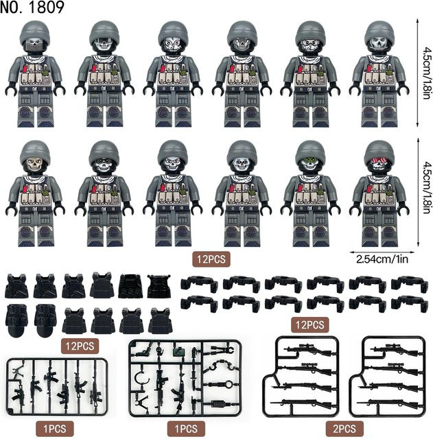 Happy Building Blocks Ghost Clan Kleine Pellet Militär Baustein Action Figur 12-teiliges Set - Bild 1