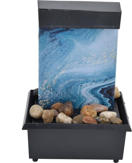 mfySpace USB Marmor Tischbrunnen mit LED-Beleuchtung und unregelmäßigen Steinen für Home Office und Tischdekoration - Bild 1