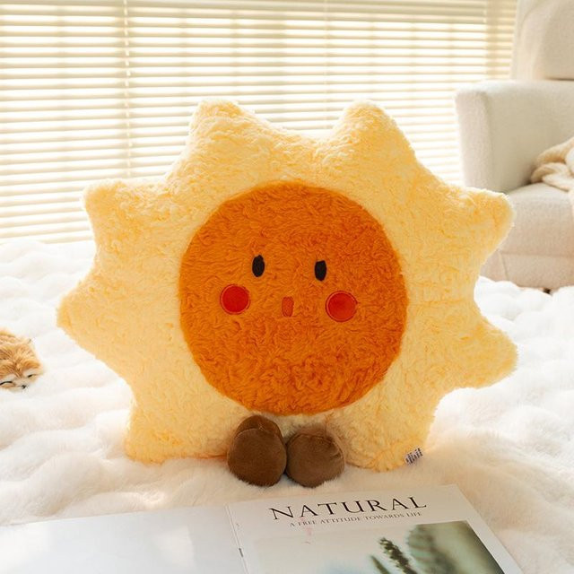 Yiran toy Regenbogen Wolken Sonne Mond Stern Wurfkissen aus Plüsch, Gelb, Breite: 45 cm - Bild 1