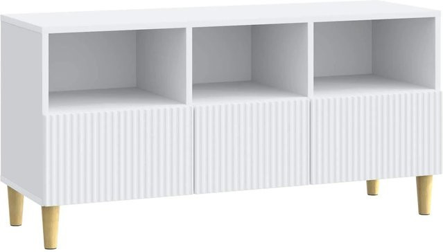 vidaXL TV-Schrank mit Schubladen in Weiß, Vintage Design aus Holzwerkstoff, B/T/H: 102 x 34,5 x 50 cm - Bild 1
