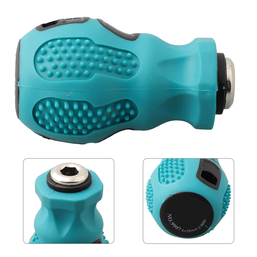 DAZZLEEX Schraubendreher Griff mit 6,35mm Hex Adapter und 5mm Rund-Header für Bit-Halter, Farbe: Türkis - Bild 4