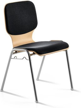 Mayer Sitzmöbel Stapelstuhl modern schwarz mit Buchenholz und Metallgestell B/T/H: 53 x 50 x 82 cm - Bild 1