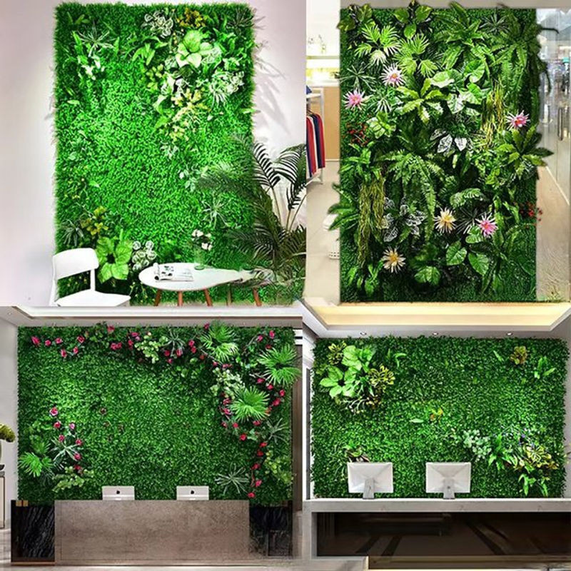 AISHANGFANSI Kunstgras Wandpaneel mit Moos und Pflanzen in Grün, B: 40 cm, H: 120 cm, ideal für Outdoor und Indoor zur Garten- oder Hochzeitsdekoration - Bild 1
