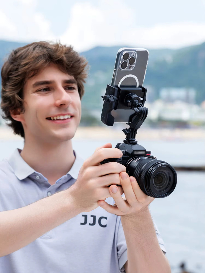 JJC Kamera-Blitzschuhhalterung für DJI Osmo Action 5 Pro 4 3 sowie iPhone 15 16 und Samsung, 360 Grad Rotationshalterung mit 1/4 Zoll Anschluss, Schwarz - Bild 7