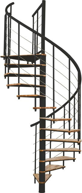 Minka Spindeltreppe Fusion Spiraltreppe aus Buche und Stahl in Buche-Schwarz mit einem Durchmesser von 140 cm für eine Raumhöhe bis 295 cm - Bild 1