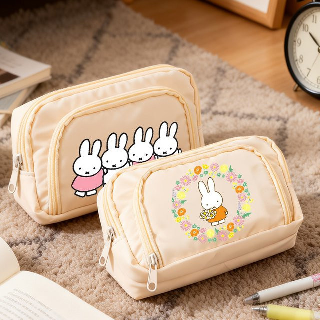 Miffy Federmäppchen mit Cartoon-Kaninchen-Motiv in Beige als Schreibwaren-Organizer für Schüler und Studenten - Bild 1