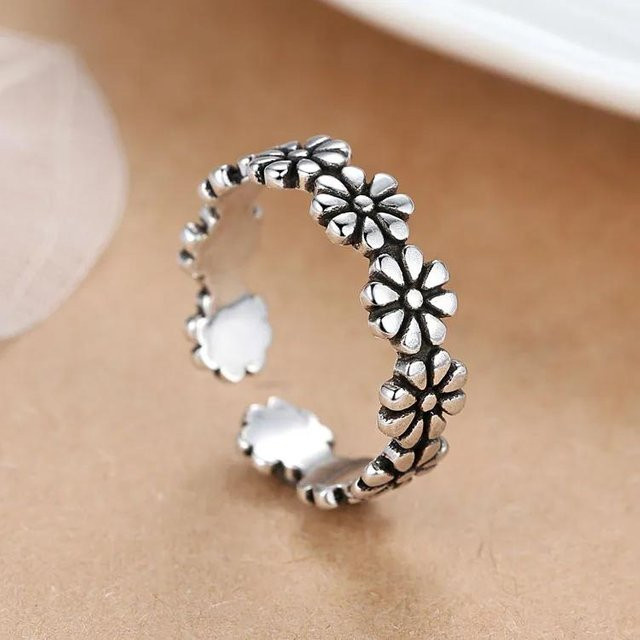 Ring Blumen, 925 Silber, Vintage, Damen - Bild 1