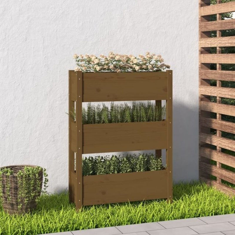 Pflanzkübel aus Massivholz Kiefer von Vidaxl in Braun, B/T/H: 77 x 25 x 104,5 cm - Bild 1