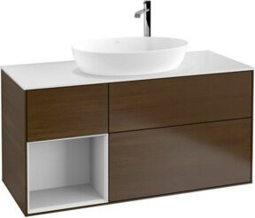 V&B Waschtischunterschrank Finion mit Wandbeleuchtung in Weiß lackiert, Breite: 120 cm, Höhe: 60,3 cm, Tiefe: 50,1 cm - Bild 1
