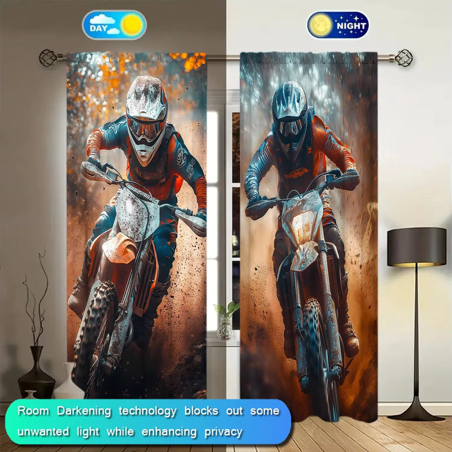 VOZMIO Blickdichter Vorhang mit 2 Paneelen für Motorradfahrer als künstlerische Dekoration - Bild 4