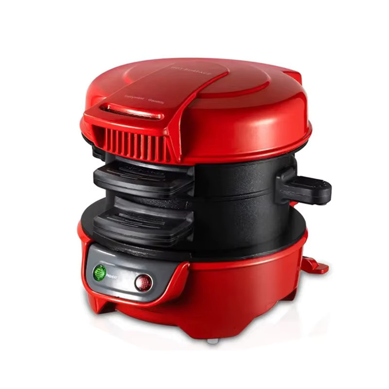 BALASHOV Burger Sandwich Omelette Toaster Maker in Rot mit Antihaftbeschichtung und Eierkocher-Ring für Frühstück und Pfannkuchen - Bild 3