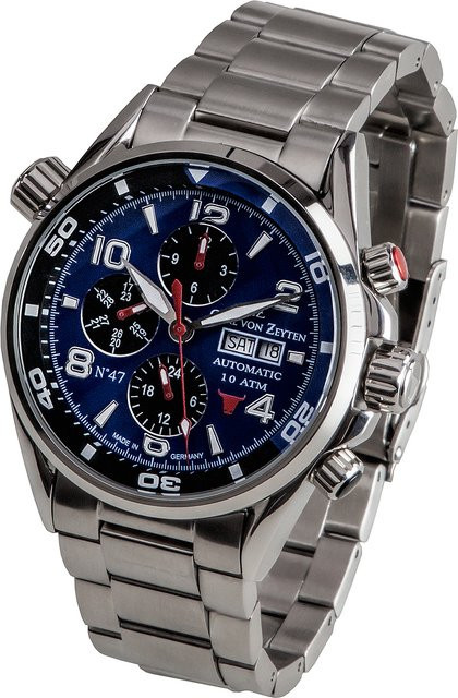 Carl von Zeyten Herrenuhr, Automatik, Edelstahl, Blau, 45 mm, 10 ATM - Bild 1