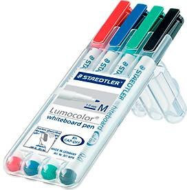 STAEDTLER Lumocolor Whiteboardmarker 4er Set, farbsortiert (Schwarz, Blau, Rot, Grün) mit feiner Spitze - Bild 1