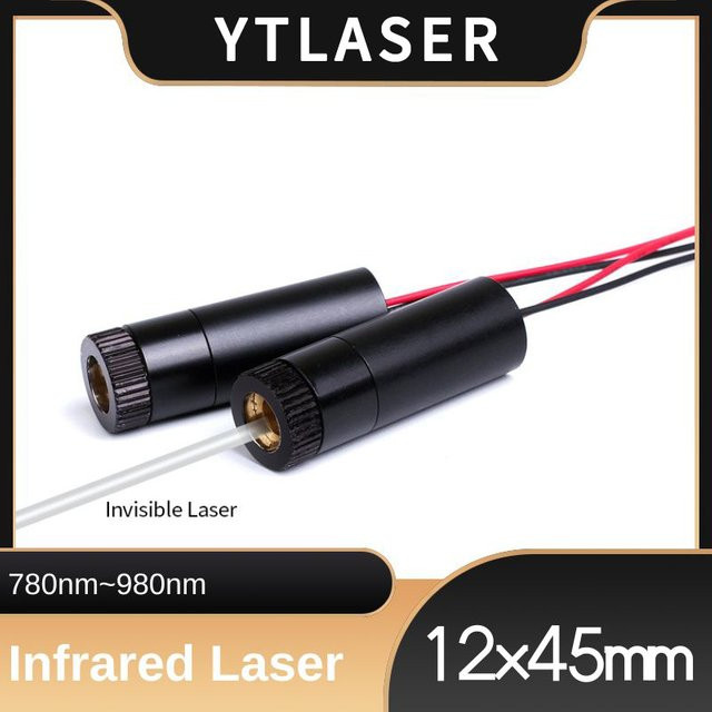 Einstellbares IR Dot Laser Dioden Modul in Schwarz mit Fokus für Wellenlängen 780nm bis 980nm und Leistung von 1mW bis 100mW, Durchmesser: 12 mm, Länge: 45 mm - Bild 1
