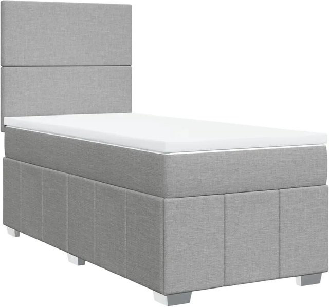 vidaXL Boxspringbett Hybrid mit Matratze und Taschenfederkern, Hellgrau, B/T/H: 80 x 200 x 140,5 cm - Bild 1