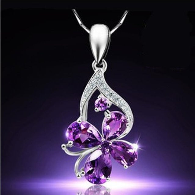 Lucky Star Jewelry Halskette, 925 Silber, Amethyst, Klee, Damen - Bild 1