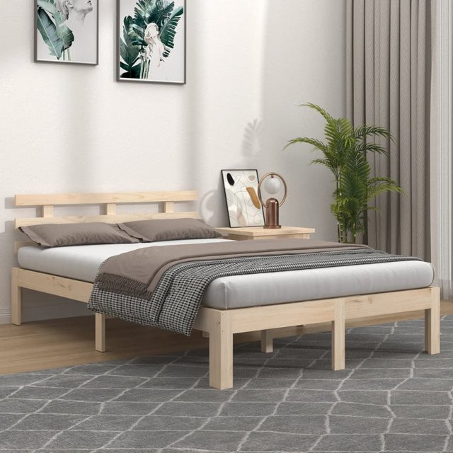 vidaXL Massivholzbett aus Kiefernholz in Braun, B/T/H: 180 x 200 x 69,5 cm - Bild 2