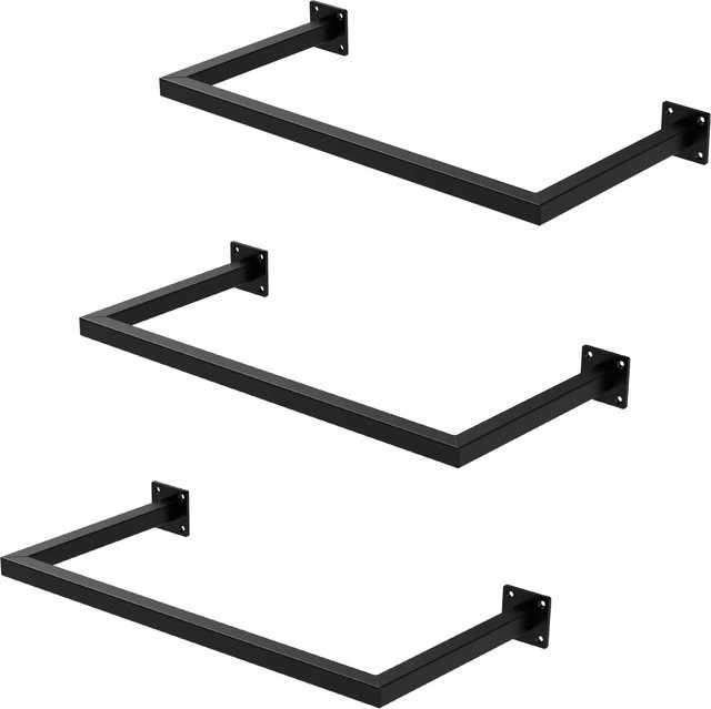 ML-Design 3er Set Kleiderstange Wandmontage aus Stahl in Schwarz Matt, B/H: 60 x 30 cm - Bild 2