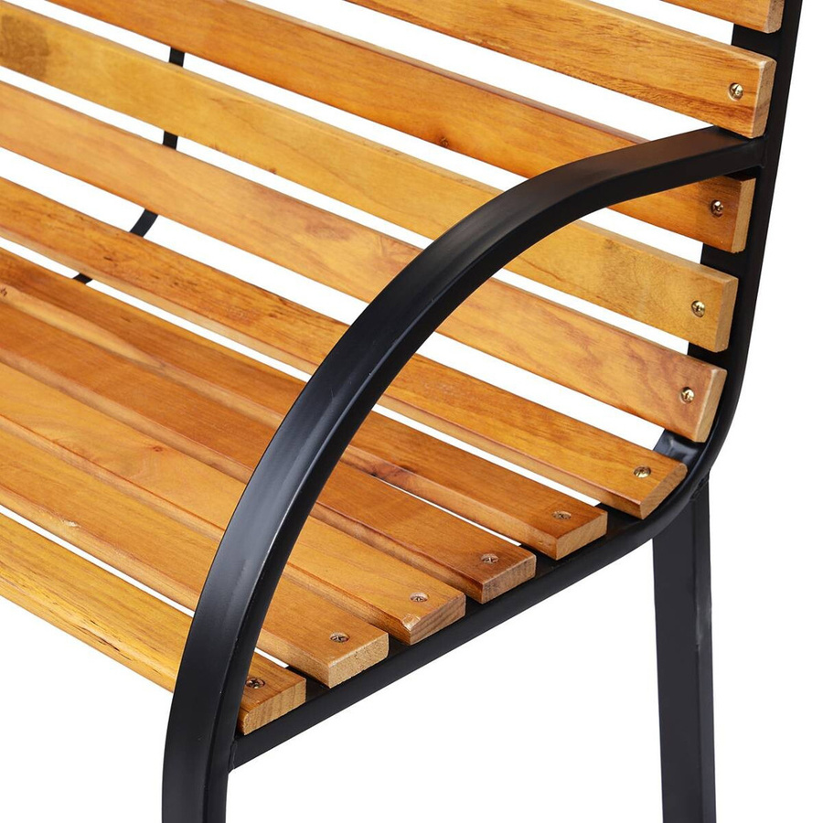 Outsunny Gartenbank 2-Sitzer aus Stahl und Kiefernholz in Braun, B: 122 cm, T: 60 cm, H: 83 cm - Bild 5