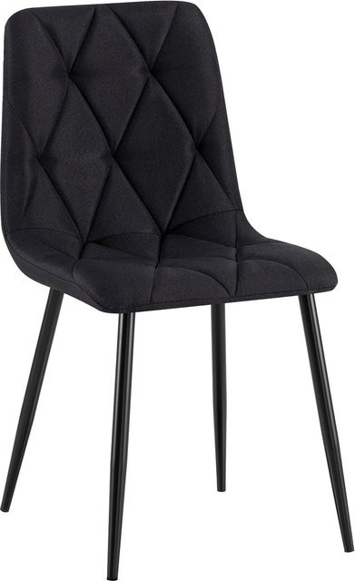 DELUKE Esszimmerstuhl DOFAR in Schwarz mit Stoffbezug und Steppmuster, B/T/H: 45 x 55 x 85 cm - Bild 1