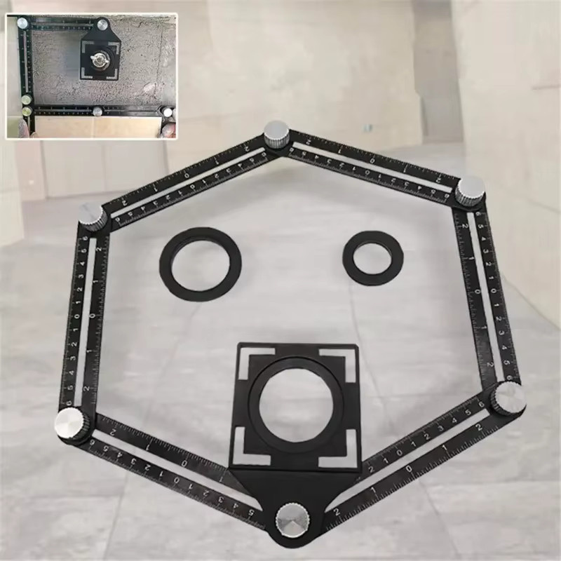JUSTINLAU Multifunktionales Klappmaßband aus Aluminium-Legierung in Schwarz für Fliesen-Positionierung und Holzbearbeitung - Bild 5