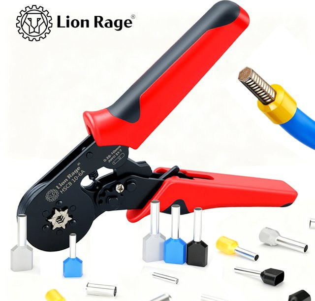Draht-Crimpzange für Aderendhülsen und Rohrklemmen in Rot, Crimpkapazität 0,25–10 mm2 (AWG22–8) - Bild 1