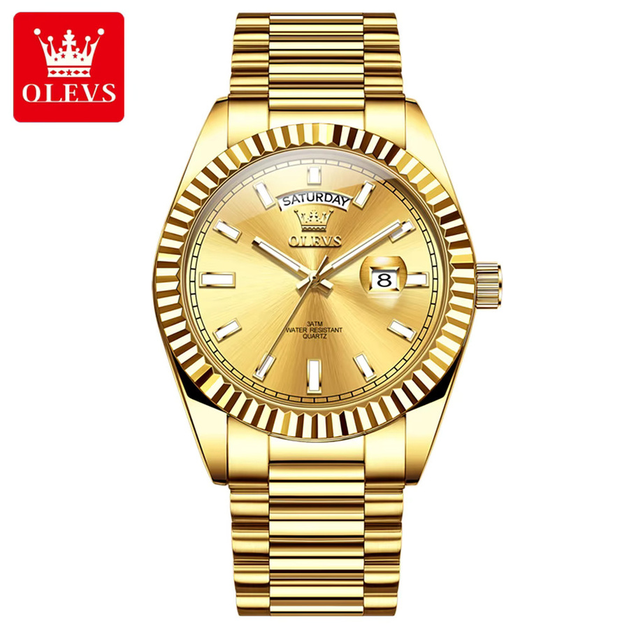 OLEVS Armbanduhr Quarz, Edelstahl, Gold, Herren - Bild 6