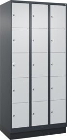 C+P Schließfachschrank Classic PLUS mit Sockel, 3 Abteile, Farbe: Anthrazit/Grau/Schwarz, B/T/H: 90 x 50 x 195 cm - Bild 1