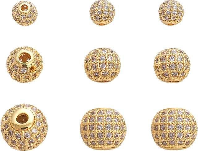 Spacer Perlen, 14K vergoldetes Messing, Zirkon, Unisex - Bild 1