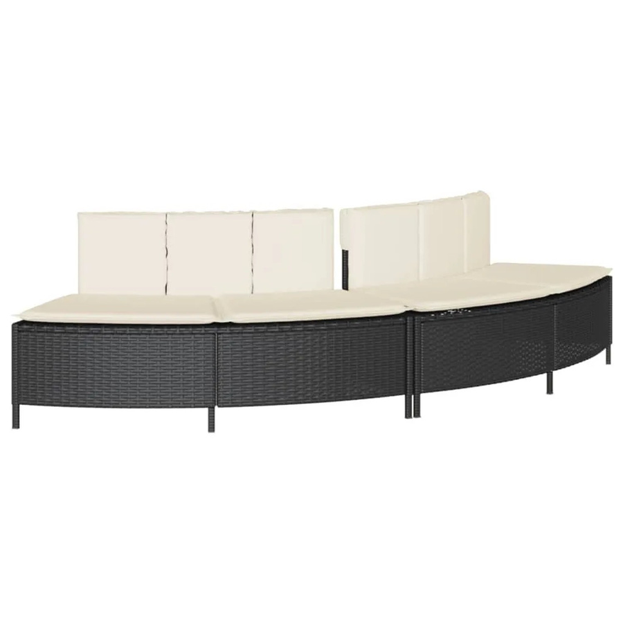 vidaXL Whirlpool-Bänke mit Auflagen, 2 Stück, Schwarz, Polyrattan - Bild 2
