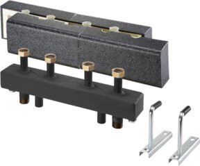 Oventrop HydroFixx DN 20 Weiche- und Verteiler-Kombination aus Stahl mit Wärmedämmung und Wandhalterung in Schwarz - Bild 1