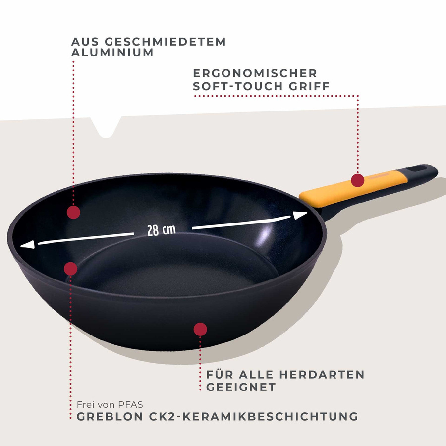 Fackelmann Wokpfanne Soft Collection aus Keramik in Schwarz, Ø 28 cm - Bild 3