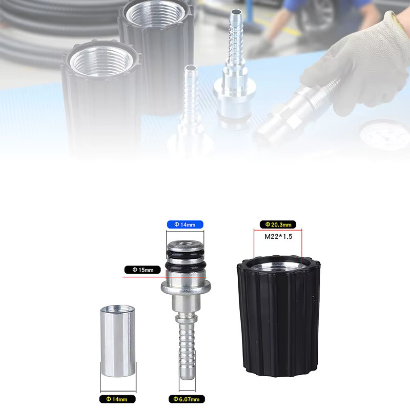 Hochdruckreiniger Schlauch-Adapter mit Ringmutter M22 für D14 und D15mm Armaturen zur Reparatur und Reinigung - Bild 3