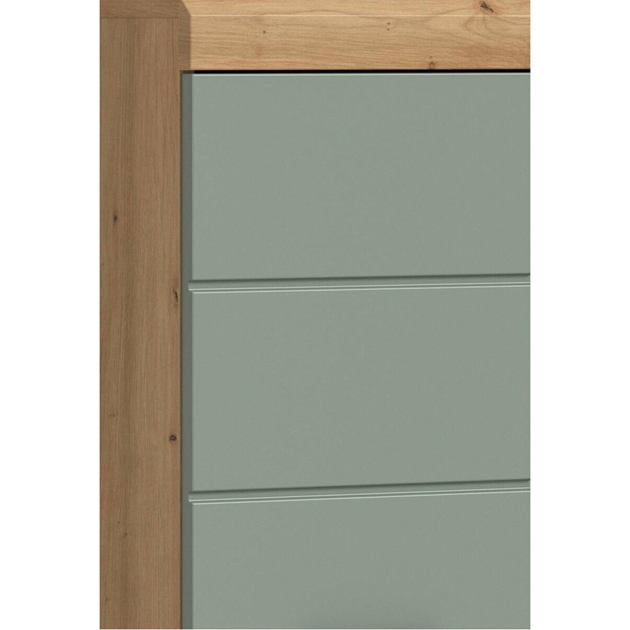 Badkombination Xonox Scout in Eiche Artisan Nachbildung und Salbei Grün mit Spiegel, Waschbeckenunterschrank und Hochschrank, B/H/T: 186 x 191 x 34 cm - Bild 3