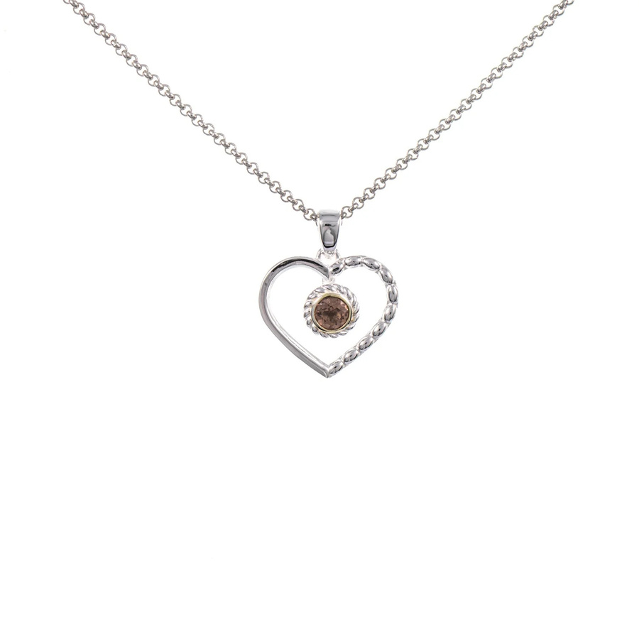 Dirndl Funkeln Anhänger Herz mit Kette, 925 Silber, teilvergoldet, Zirkonia - Bild 1