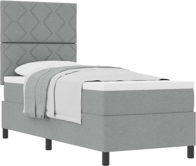 vidaXL Boxspringbett mit Matratze Hellgrau B/T/H: 80 x 200 x 140 cm - Bild 1