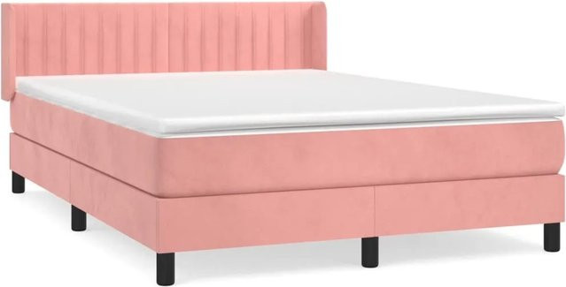 vidaXL Boxspringbett Hybrid mit Matratze und Taschenfederkern in Rosa, B/T/H: 140 x 200 x 78 cm - Bild 1