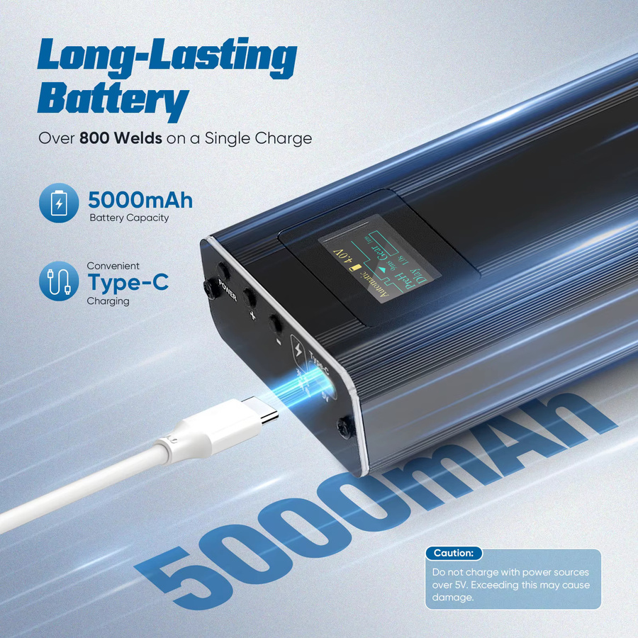 Rbefeuly 2-in-1 Akku-Punktschweißer in Schwarz mit 5000 mAh, automatischer und manueller Funktion sowie 80 einstellbaren Geschwindigkeiten für DIY-Batterien - Bild 4