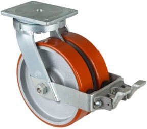 BS Schwerlastdoppelrolle S120.C10.250 Lenkrolle mit Rad- und Totalfeststeller in Orange - Bild 1