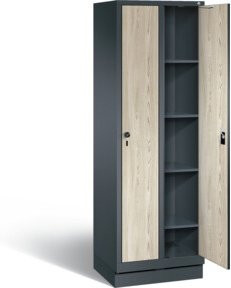 C+P Wäsche-Spind Evolo mit Front in Dekor Sen-Esche und Korpus in Anthrazitgrau, H x B x T: 180 x 61 x 50 cm - Bild 1