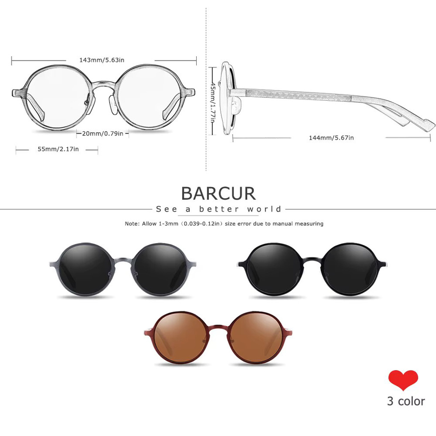 BARCUR Sonnenbrille, oval, Vollrand, Edelstahl, Unisex - Bild 4