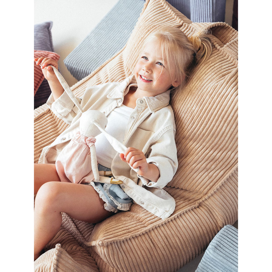 Wigiwama Sitzsack Cord für Kinder in Beige und Braun mit abnehmbarem Bezug und Tragegriff, B/T/H: 80 x 70 x 50 cm - Bild 2