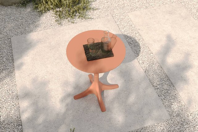 Villana Pico Esstisch aus Kunststoff in Rot, runder Tisch mit Ø 70 cm, UV-beständig und wetterfest für Garten, Balkon oder Terrasse - Bild 1