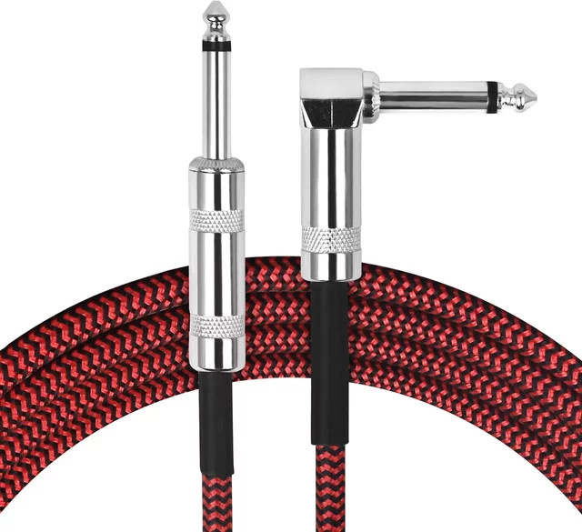 3M Gitarren-Audiokabel mit 3,5 mm Klinkenstecker, rot geflochtenes und abgeschirmtes Kabel zur Rauschunterdrückung für Bass und E-Gitarre - Bild 1