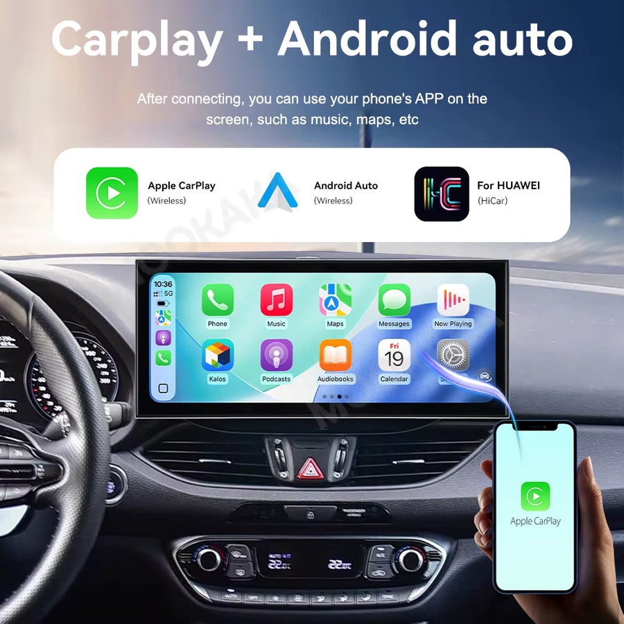 MOOKAKA Android Autoradio mit 15,8 Zoll Bildschirm und GPS-Navigation für Hyundai I30 2017-2018, Multimedia-Video-Stereo-Empfänger in Schwarz - Bild 3