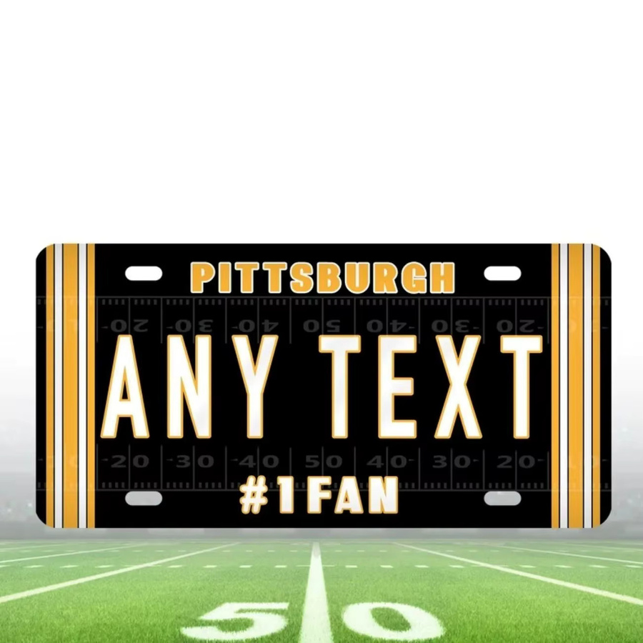 Personalisiertes Pittsburgh Steelers Aluminium-Nummernschild von CIFBUY in Rot und Schwarz als dekoratives Metall-Schild für Auto, Garage oder Wand - Bild 2