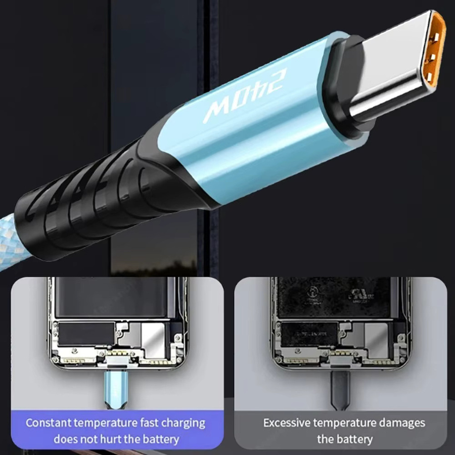 240W USB-C-Ladekabel für schnelles Laden und Datenübertragung in Blau - Bild 3
