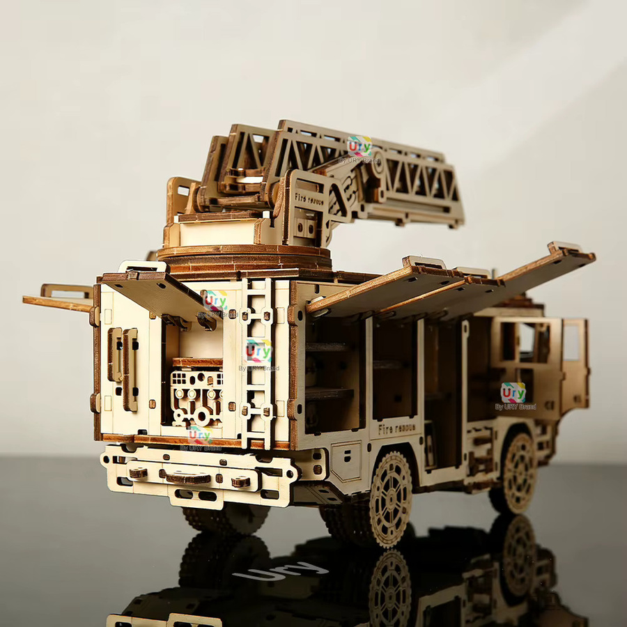 Ury Stadt-Serie Auto Feuerwehrleiterwagen, 3D Holzpuzzle, Holz - Bild 3