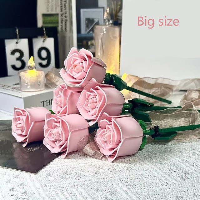 Doubuilt Rosa Rose Blume Pflanzen, Baustein Spielzeug, Natur - Bild 1