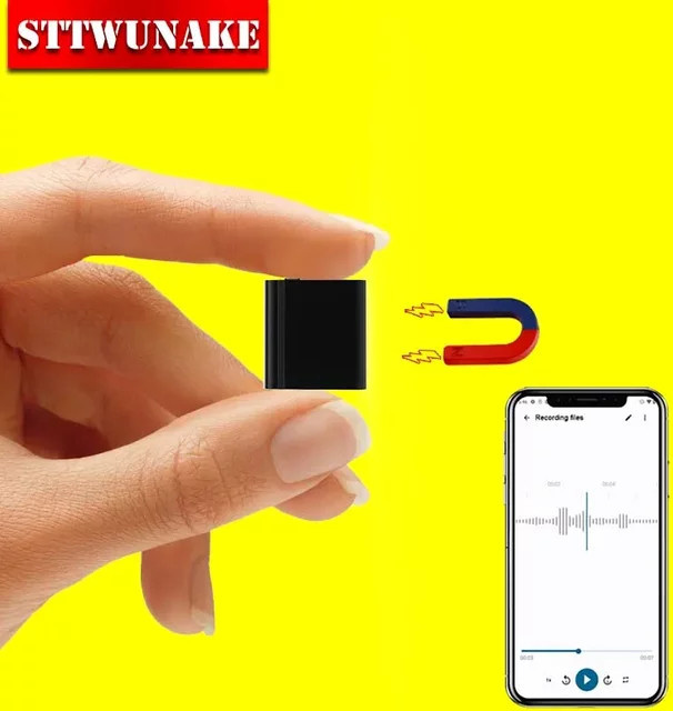STTWUNAKE Mini Sprachaktivierter Rekorder mit OTG Handy-Verbindung, Digitales Mikro-Diktiergerät mit Magnet, Schwarz - Bild 1